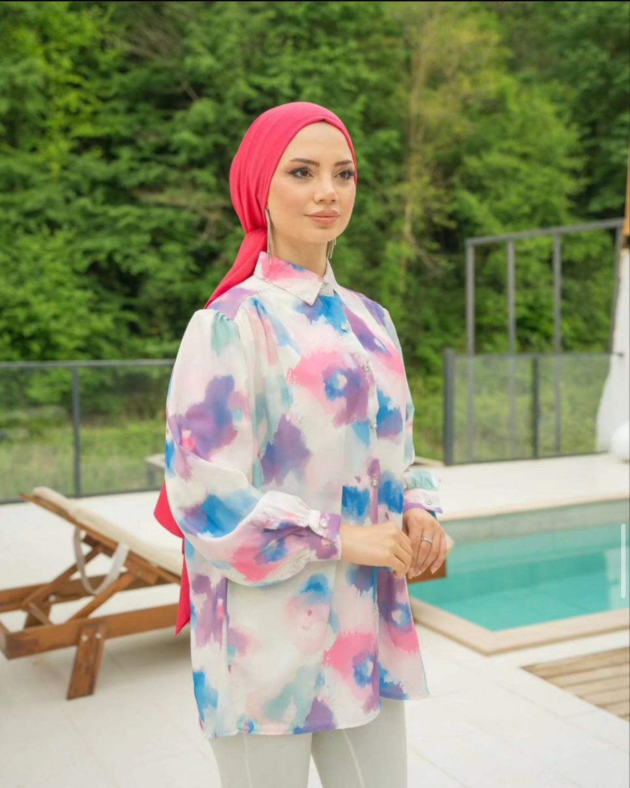 Pastel Watercolor Print Shirt