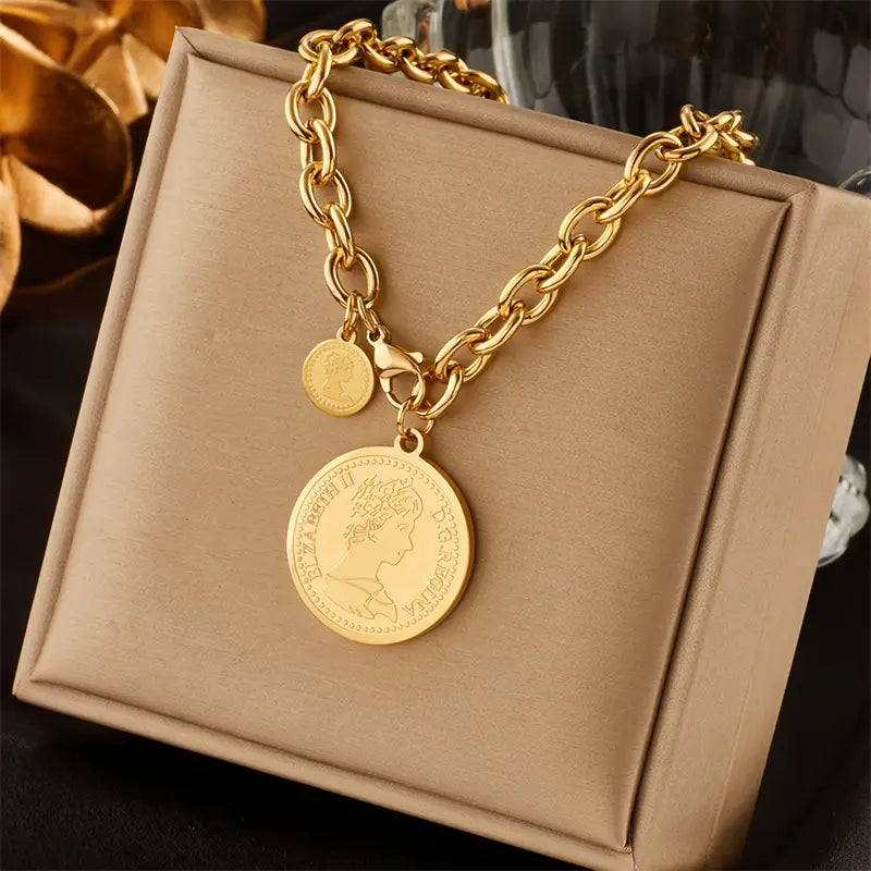 18K Gold-Plated Coin Medallion Necklace