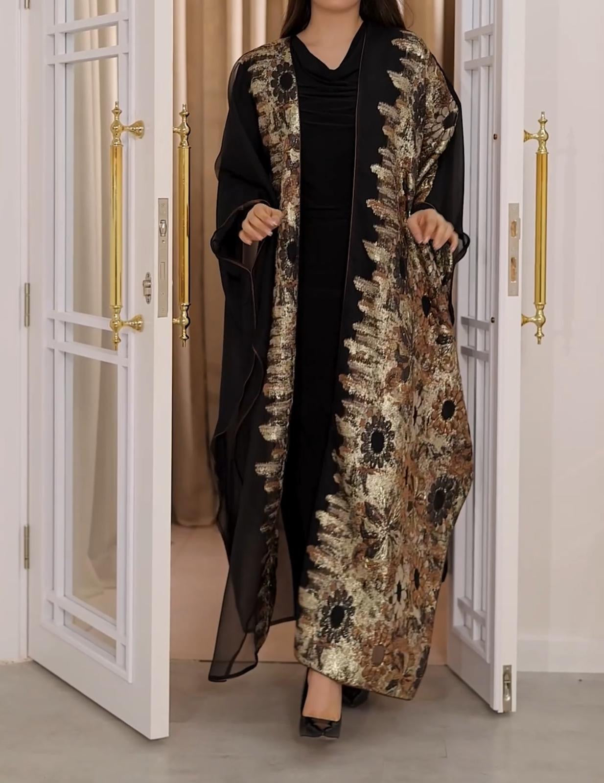 Golden Bloom Abaya Set