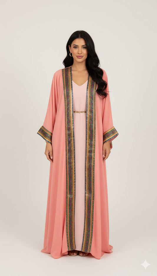 Coral Elegance One-Piece Abaya