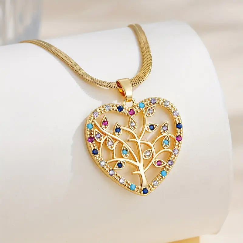 Heart of Life – Gold Tree Pendant Necklace