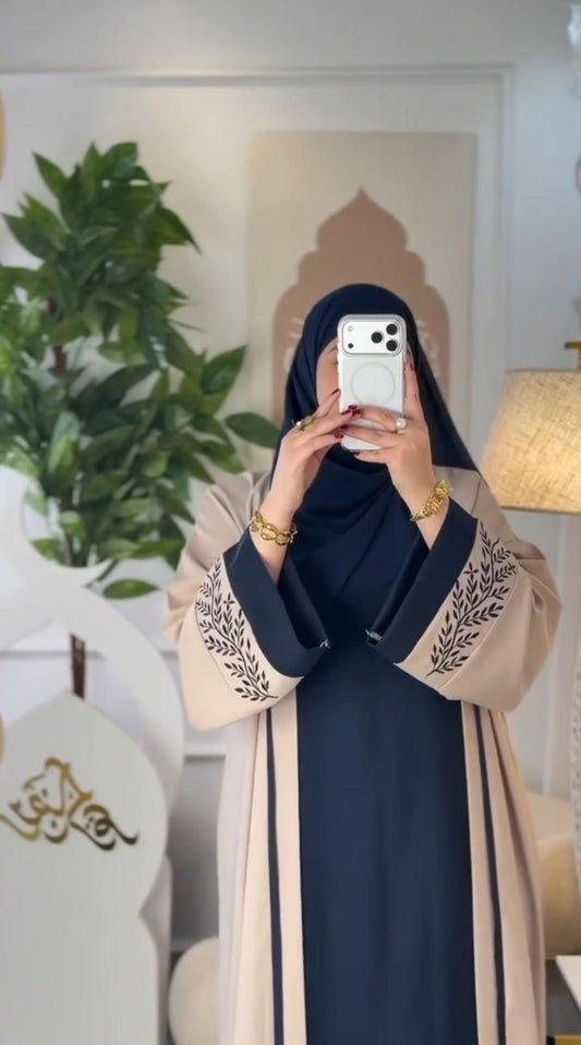 Luxury Four-Piece Abaya Set ( Navy Blue)