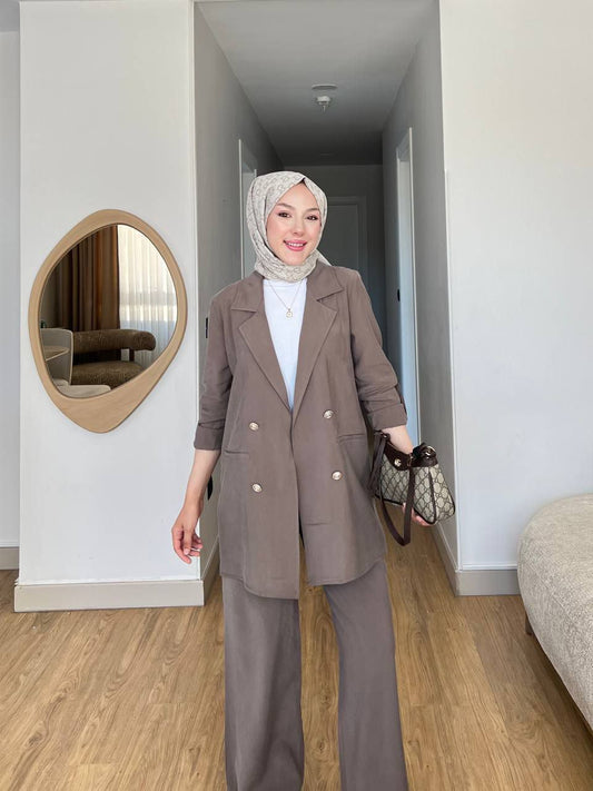 Tailored Two-Piece Set( Mocha, Brown)